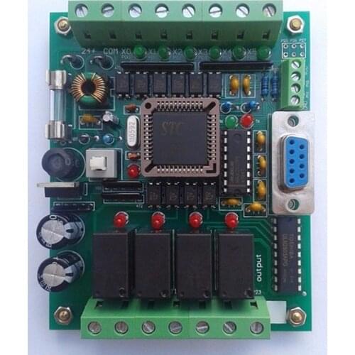 Fast Free Ship PLC Chinese brand PLC industrial control board 51 MCU control panel FX1N 2N 10MR PLC Learning Board