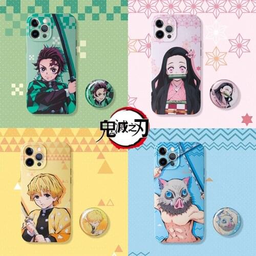Cartoon Japan Anime Demon Slayer Phone Case for IPhone 12 XS MAX XR 11 Pro 7 8Plus Cosplay Kimetsu No Yaiba Soft Cover