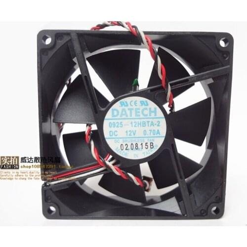 DaTech 0925-12HBTA-2 Server Cooling Fan DC 12V 0.70A 92x92x25mm 3-wire