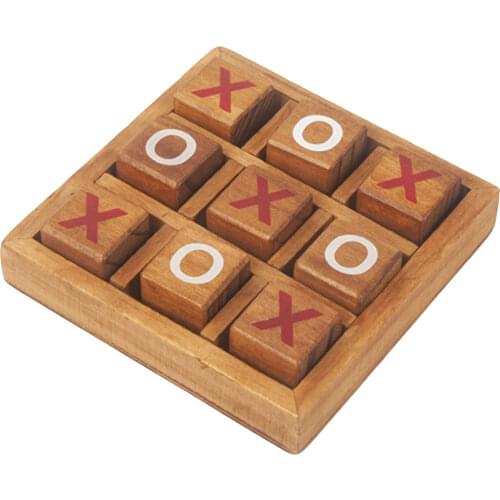 Wooden Board Games Tic Tac Toe XO Fun Family Games to Play in Box Strategy Board
