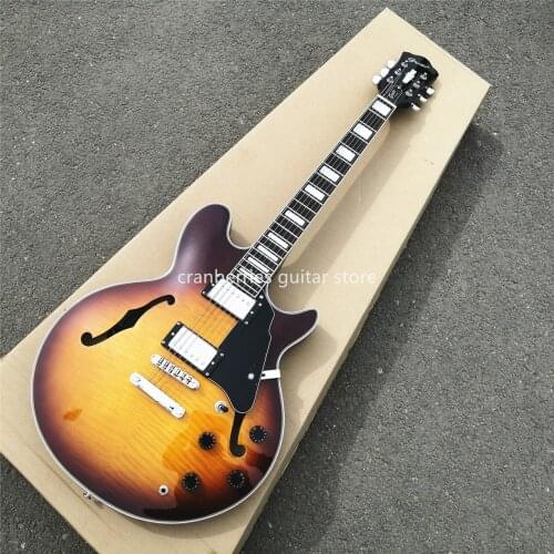 Grote 501 jAZZ electric guitar,Sunset color 6 strings guitar,top quality,hollow body,,free shipping