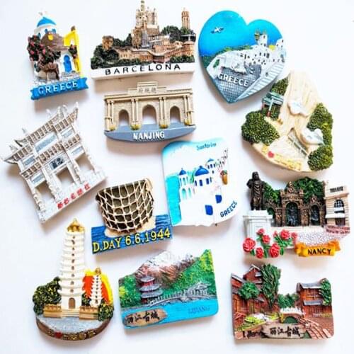 European Greek Fridge Magnets Tourist Souvenir Paris France Spain Barcelona Decorative Magnets Refrigerator Paste Gift Ideas