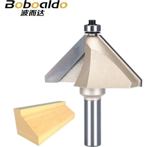 1pcs 1/4 1/2 Shank Chamfer Cutter Router Bits for wood Horse Nose Bit 45 Deg CNC Woodworking Tools two Flute endmill