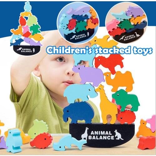 Animals Blocks Toys Women Stacking Toys For Kids Wooden Balance Blocks Learning Fine Motor Skills Educational Toys For Kids Baby