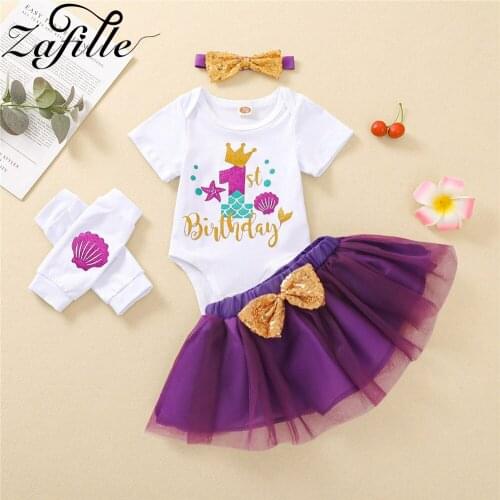 ZAFILLE Birthday Clothes For Baby Girl Clothes Set 4pcs Suit Baby Girl Skirts Set Newborn Summer Baby Birthday Dress Ouftit