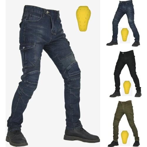 Hot 2021 Motorcycle Riding Denim Racing Pants for Men Multi Pocket Design Anti-fall Jeans