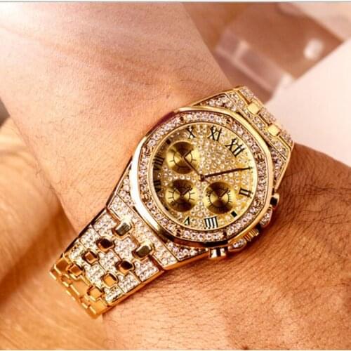 2019 Iced Out Watch men Hip Hop luxury wristwatch diamond watch gold silver men watches jewelry gifts big dial