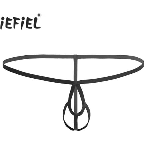 Mens Lingerie Gay Panties Sissy Open Butt Crotchless Hollow Out Penis Holes Bikini T Back String Homme See-through Underwear