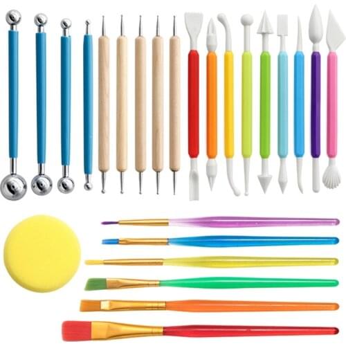 25Pcs Polymer Clay Tools Set Colorful Modeling Sculpting Pottery Dotting Pen