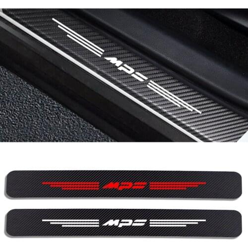 4pcs Auto Stickers Door Threshold Vinyl Protector For Mazda MPS Car Door Sill Scuff Plate Guard Carbon Fiber Decor Accessories