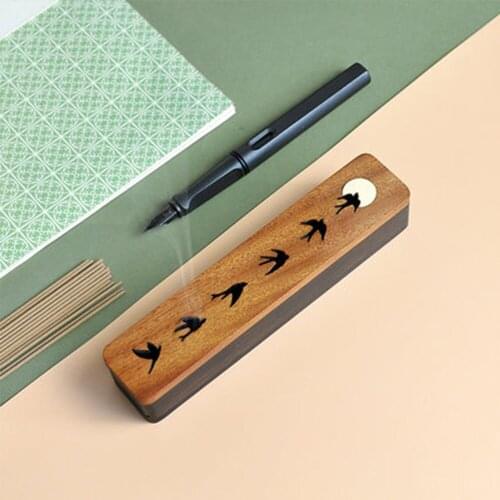 Solid Wood 10.5cm Agarwood Line Incense Burner Base Plate Stick Holder Aroma Scent Hotel Temple Yoga Studio Table Decoration