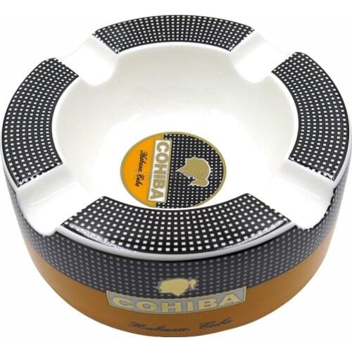 COHIBA Practical Cigar Ceramic Cigar Ashtray 4 Rest Holder Table Cigarette Ash Tray Home Smoking Accessories Ashtrays