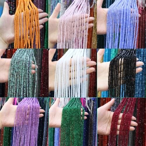 Natural Stone Bead Small Faceted Beads for Charm Jewelry Making DIY Necklace Bracelet Accessories Size 2x4mm 15inch