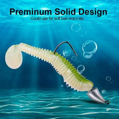 PROBEROS 50pcs/lot Offset Worm Hooks 1.75g-2.5g-3.5g High Carbon Steel Bullet Jig Head Fishing Hooks Barbed Weedless Jig Head