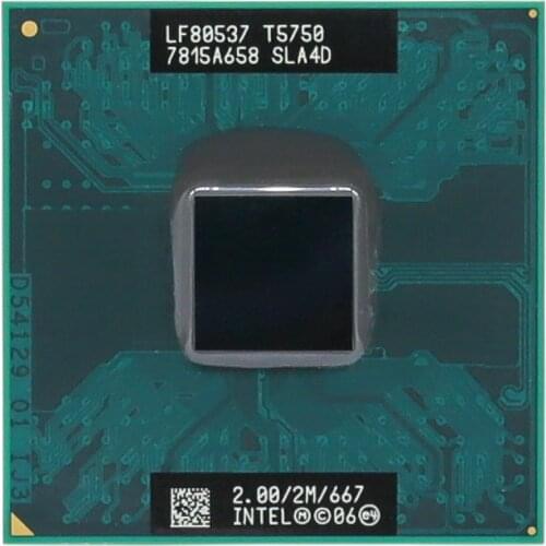 Intel CPU laptop Core 2 Duo T5750 cpu 2M Cache/2.0GHz/667/Dual-Core Socket P Laptop processor