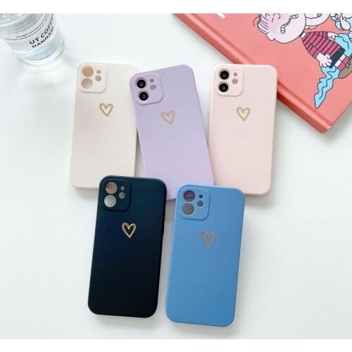 Simple Bronzing Love Is Suitable for IPhone 12promax Apple 11 Phone Case Xs/xr Scrub 8plus Soft Case Iphone 11 Cases for Women