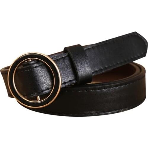 New Women Belt Solid Color Imitation Leather Ring Buckle Womens Belts Casual All-Match PU Leather Female Belts Fashion Belts