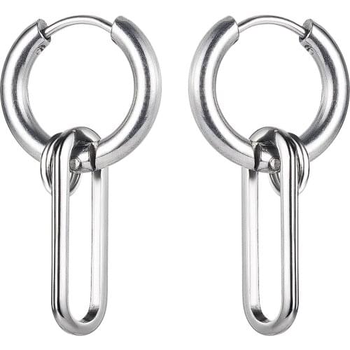 2021 Minimalism Geometric Oval Pendants Hoop Earrings For Men Women Teens Trend Fashion Stainless Steel Hip Hop Jewelry Earrings