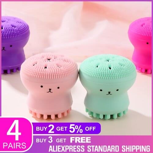 Silicone Small Octopus Facial Cleansing Brushes Face Deep Cleaning Washing Brush Massage Beauty Instrument Clean Pores/exfoliate