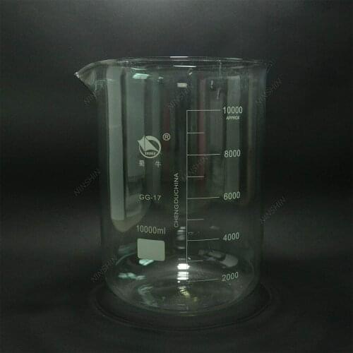 10000mL Glass Beaker,10L Low Form,with Spout Mouth,Borosilicate3.3 Glassware
