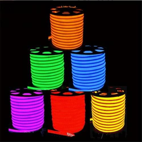 20m/roll LED Flex Neon Light 2-wires With 80led/m AC110V 220V 12VDC Red/Blue/Green/White/Yellow/Orange Color CE Free Shipping