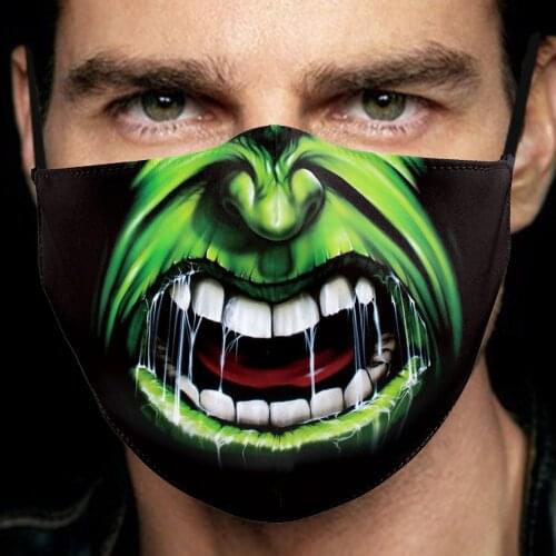 Funny Super Green Men Mouth Cosplay Women Unisex Masks Breathable Sports Cycling Face-Dustproof Adult Party Halloween Xmas Mask