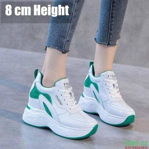 2021 Designer Hidden Wedges Shoes For Women White Sneakers Vulcanized Shoes Womens Platform Sneakers Cool Girls Shoes Elevator
