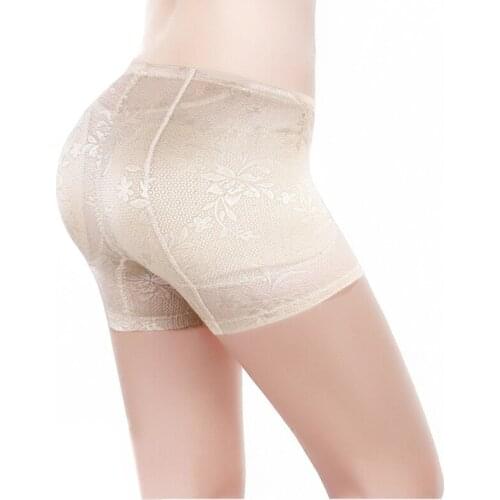 Womens Breathable Mesh Mid Rise Butt Lift Underwear Seamless Floral Lace Trim Padded Panties Hip Enhancer Body Shaper Boyshort