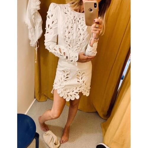 100% Quality 10.19 High Linen Sexy Hollow Out Long Sleeve Short Tops OR Mini Skirt White Set Holiday Style Women