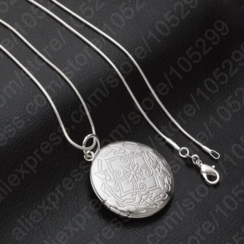 2020 New 925 Sterling Silver Jewelry Round Photo Locket Necklace Pendant Best Gift For Women Girl