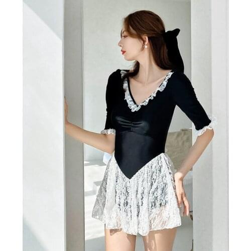 Women Swimwear And Beachwear Swimsuit For Surf Korean 1 Piece 2021 Plavky Long Sleeve Skirt One New Print Polyester Sierra