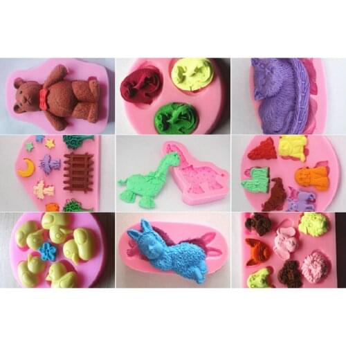 1 pcs silicone chocolate mould Cake decoration mold cartoon animal series baking tools lace