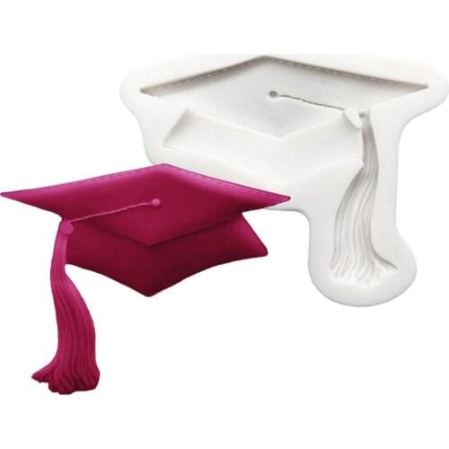 Wholesale 10 pcs/lot The Bachelors Cap Graduation Silicone Sugarcraft Mold Cupcake Baking Fondant Cake Decorating Tools
