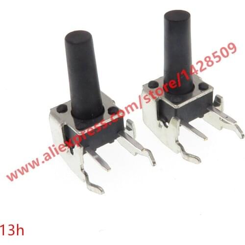 100pcs/lot 6*6*13mm Touch Tact Switch With Bracket Horizontal Type With Support Push Button Switch Black 6*6*13mm