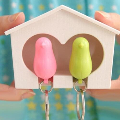 2Pcs Bird Keychain + 1Pc Sparrow Birdhouse Home Wall Mount Key Ring Holder Decor Key Ring Holder Decor Key Ring Holder Keychain