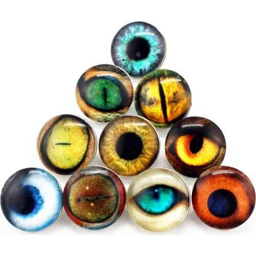 20pcs/lot Animal Eye Snap Buttons Printing Glass Buttons Charms Jewelry Fit 18/20mm DIY Snap Bracelet&Bangle Jewelry