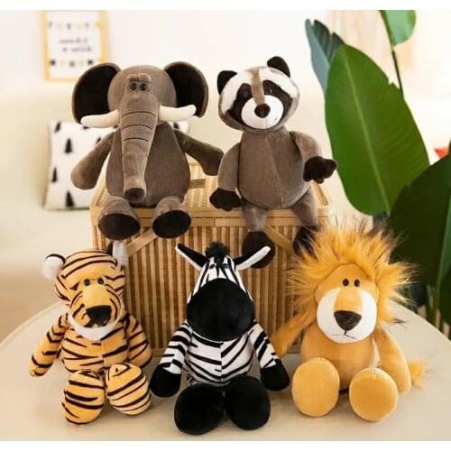 25cm Forest Animals Stuffed Plush Doll Toys Kids Giraffe Elephant Monkey Lion Tiger Plush Animal Toys Children Birthday Gifts