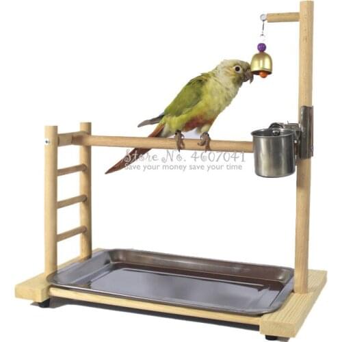 39*36*23cm Bird Perches Parrot Playground Feeder Tray Parrot Bell Tabletop Parrot Playstand For Conure Cockatiel Parakeet Finch