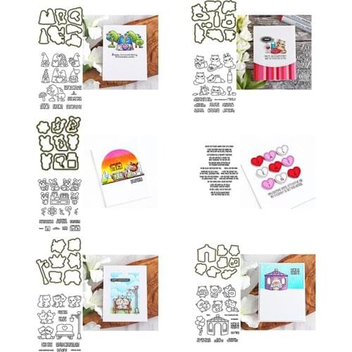 4*6 inch Stamps with Dies Set DIY Different Gnome Fox Bunny Pig Bottle Appliances Key Balloon 2021 New DIY Scrapbooking Craft