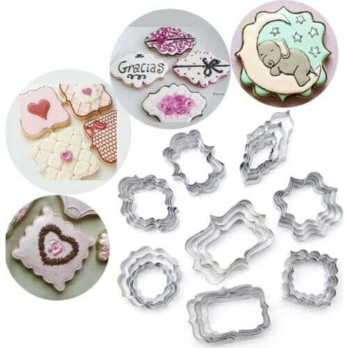 4pcs Stainless Steel Blessing Frame Biscuit Cutters Cookie Cutter Set Wedding Cake Mould Kitchen Sugarcraft Baking Pastry Tools