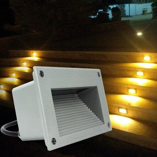 6PCS Led Wall Corner Lamp 3W LED Recessed Step Stair Light Waterproof Basement Porch Pathway Bulb Warm White AC85-265V DC12V
