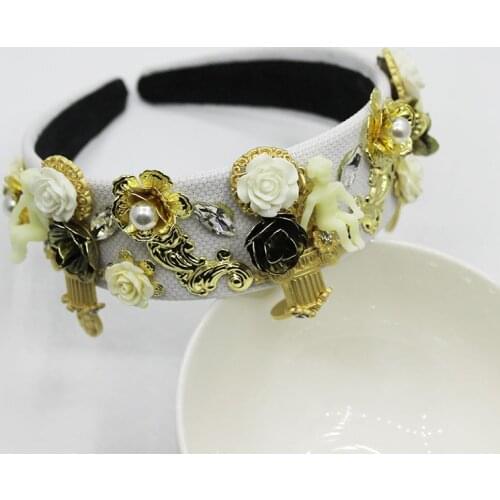 BrandGem flower Crystal Flowers HairAccessories Shiny rhinestones Headband Baroque Gem Jewel Head Band crystal Hair Hoop Jewelry