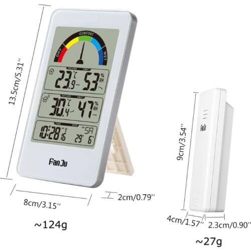 Digital Thermometer Hygrometer Weather Station Wall Clock Wireless Sensor Alarm E5BE