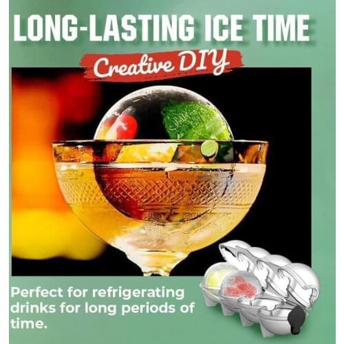 4 Cavity Ice Cube Maker Form For Ice Flexible Silicone Whiskey Cocktail DIY Round Ice Ball Ice Grid Party For Bar Kitchen Tool