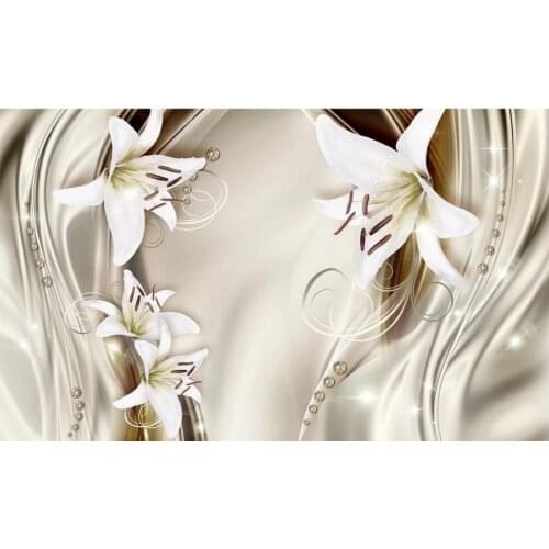 Customized wallpaper for walls Luxury golden lily wallpapers European-style 3D stereo wallpapers TV background wall