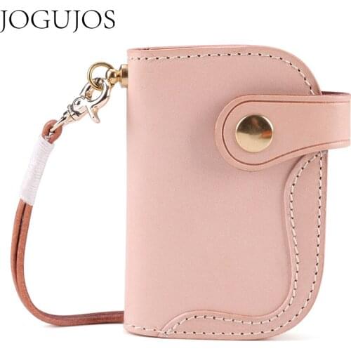 JOGUJOS New Zipper Housekeeper Key Pouch Holder Keychain Genuine Leather Men Key Wallet Vintage Style Keys Organizer Card Holder