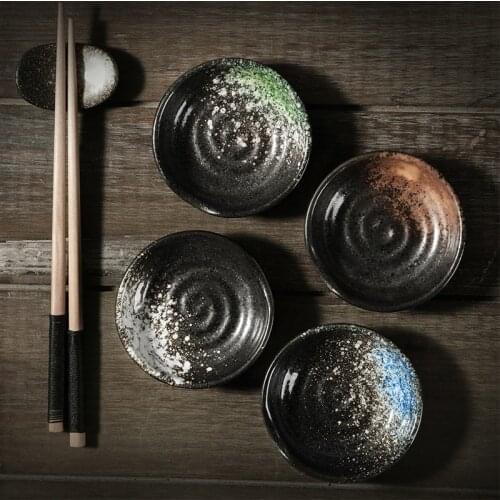 Japanese-style Ceramic Round Snack Dish Household Color Seasoning Dish Hot Pot Seasoning Dish Creative Soy Sauce Vinegar Dish