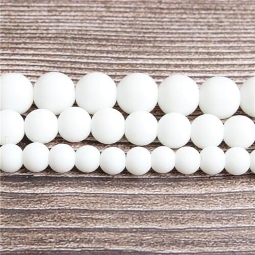 LanLi Fashion natural Jewelry dull polish white stone Loose Beads 4/6/8/10mm DIY bracelet necklace Accessories