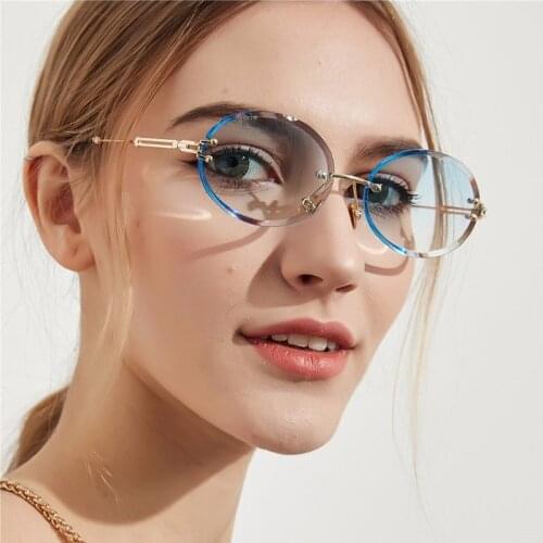 Small Oval Shades Glasses Womens Hip Hop Sunglasses Tinted Crystal Lens Sun Glasses Popular Summer shades for Women Men UV400