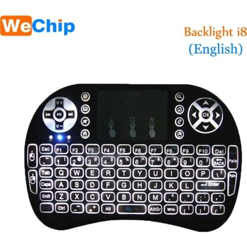 Wechip English/Russian i8 Backlight Mini Wireless Keyboard 2.4GHz Air Mouse Gaming Touchpad for Android TV BOX Laptop